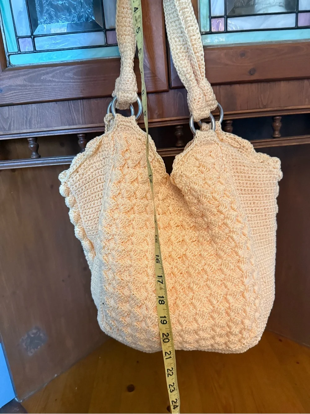 The Sak Vintage Y2K Cream Hand Crochet Hobo Shoulder Bag Textured Bubble Knit